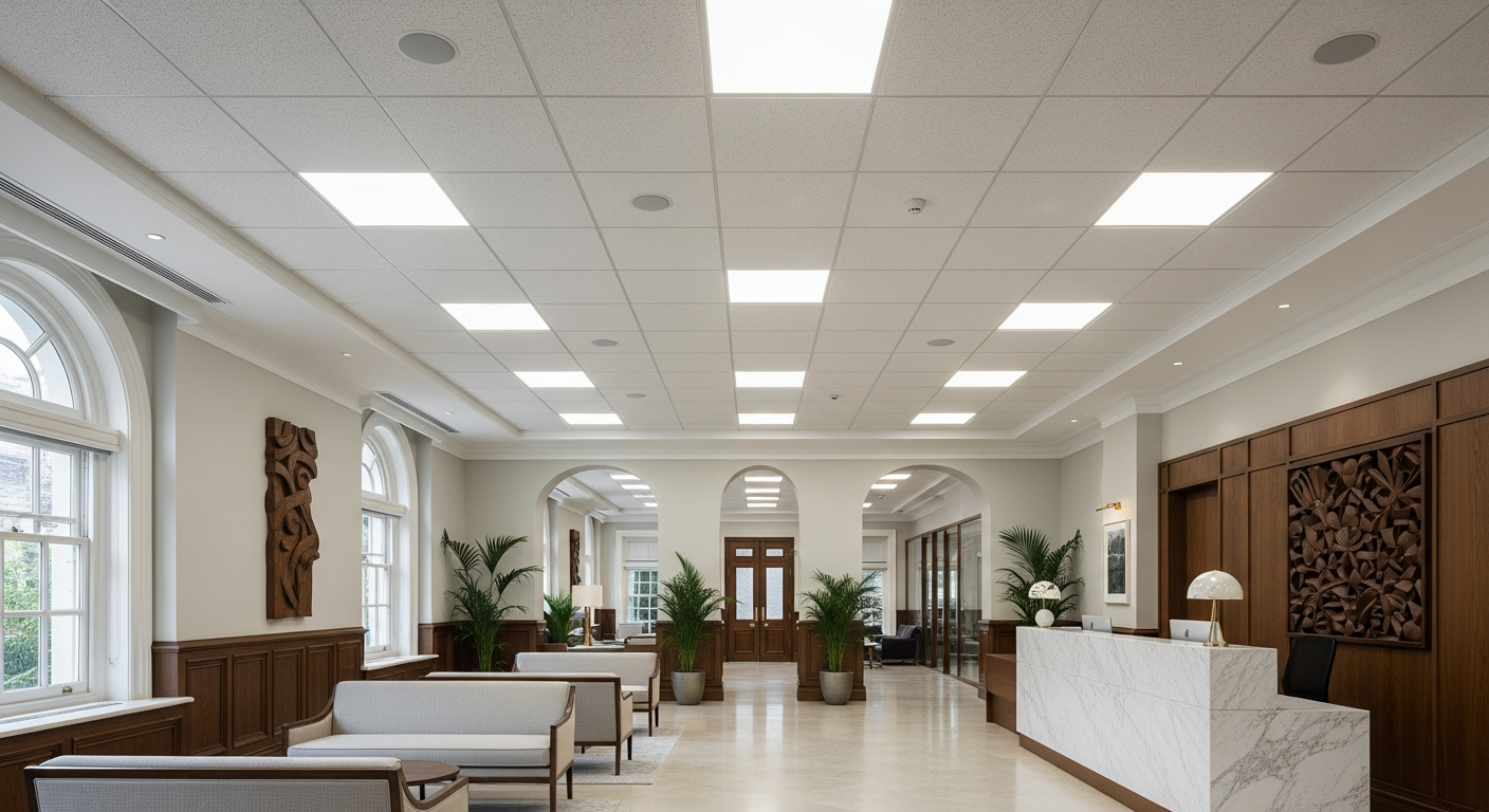 Grid ceiling bank branch commercial Malleswaram Bangalore — Elysian False Ceiling