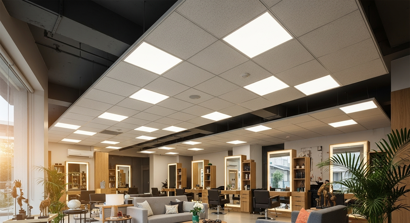 Grid ceiling co-working space commercial Koramangala Bangalore — Elysian False Ceiling