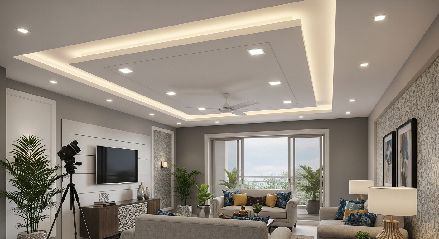 Gypsum false ceiling 2BHK apartment residential Marathahalli Bangalore — Elysian False Ceiling