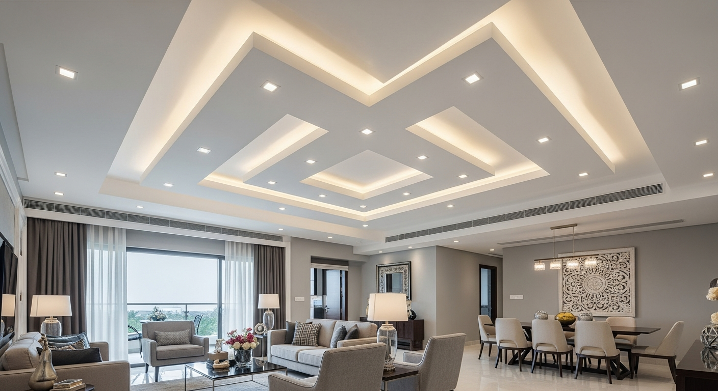Gypsum false ceiling 3BHK apartment residential Sarjapur Road Bangalore — Elysian False Ceiling