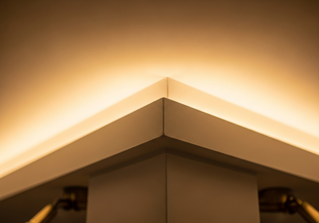 Modern POP tray ceiling with LED cove lighting in renovated living room — Elysian False Ceiling