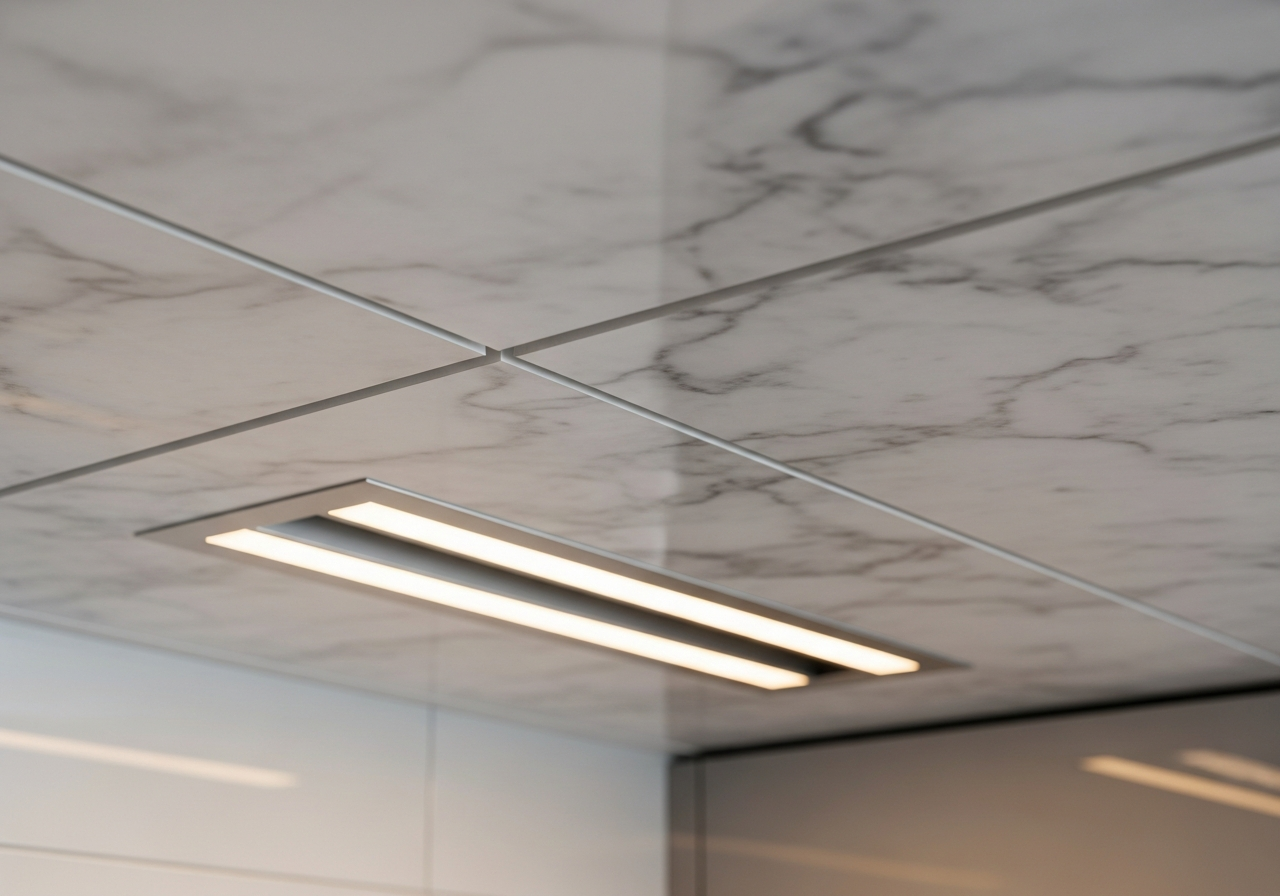 Kitchen with PVC ceiling showing clean, maintenance-free finish — Elysian False Ceiling