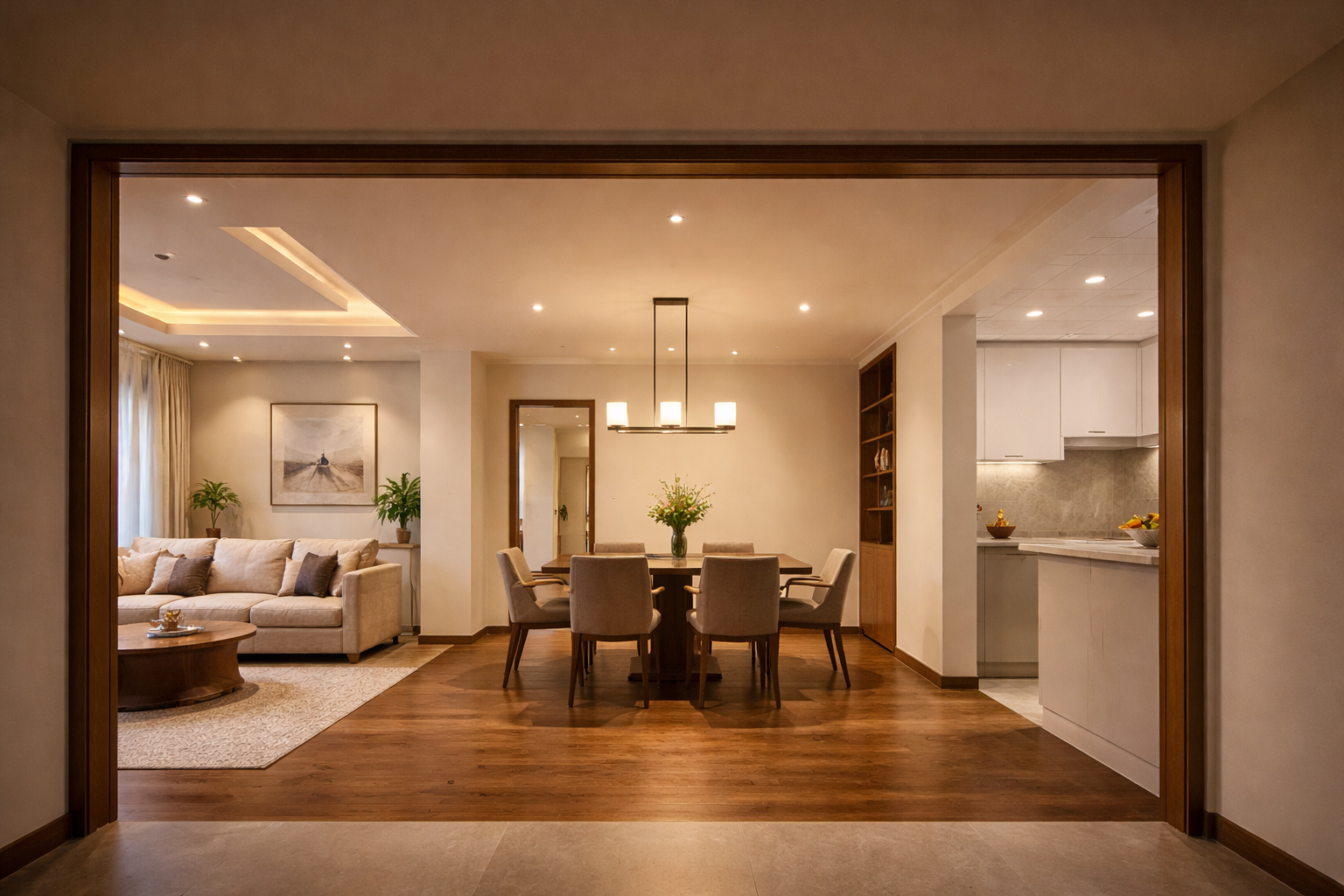 Multiple false ceiling types in a premium Bangalore interior — Elysian False Ceiling