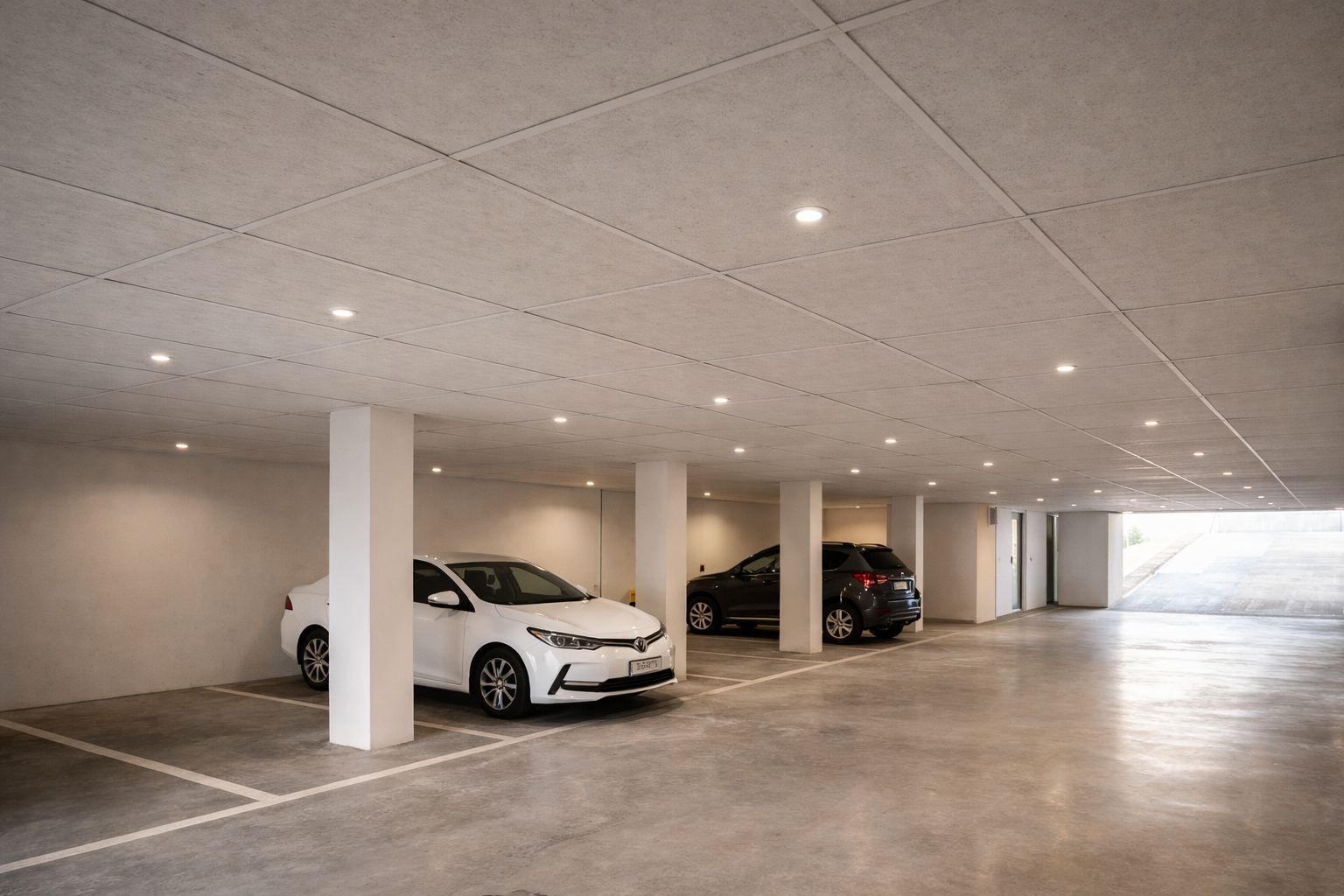 Covered car park cement sheet false ceiling clean durable finish Bangalore — Elysian False Ceiling